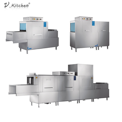 Van de het Kanaal Dubbele Tank van de rektransportband Commerciële Dishwashing Machine